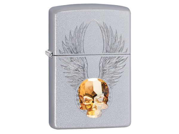 Org.ZIPPO satin fin. Emblem "Gold Skull" 60004903
